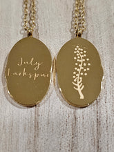 Load image into Gallery viewer, Engraved Birth Month Flower and Name in Gold