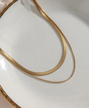 Load image into Gallery viewer, Layered Herringbone and Thin Snake Chain Necklace
