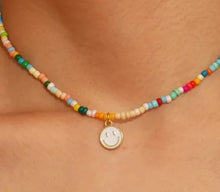 Load image into Gallery viewer, Bohemian Handmade Bead Bracelet with Blue Smiley Face

