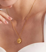 Load image into Gallery viewer, Gold Celestial Moon Sun Round Pendant Necklace with Cubic Zircon
