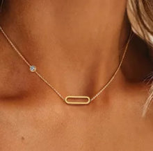 Load image into Gallery viewer, Gold Hollow Cylinder Pendant Cubic Zircon Stud Necklace
