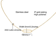 Load image into Gallery viewer, Gold Hollow Cylinder Pendant Cubic Zircon Stud Necklace
