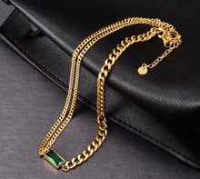 Load image into Gallery viewer, Emerald Pendant Chain Choker Necklace
