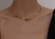 Load image into Gallery viewer, Emerald Pendant Chain Choker Necklace
