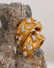 Load image into Gallery viewer, Chunky Cubic Zircon Pearl C Shape Earrings
