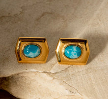 Load image into Gallery viewer, Chunky Stud Larimar Stone Earring
