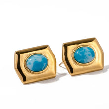 Load image into Gallery viewer, Chunky Stud Larimar Stone Earring
