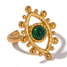 Load image into Gallery viewer, Protecting Eye Natural Stone Gold Ring
