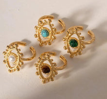Load image into Gallery viewer, Protecting Eye Natural Stone Gold Ring
