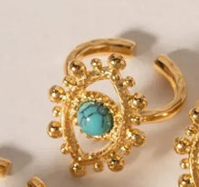 Load image into Gallery viewer, Protecting Eye Natural Stone Gold Ring

