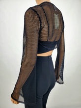 Load image into Gallery viewer, Hollowed Bolero Style Crop Top (Black)
