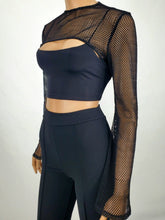 Load image into Gallery viewer, Hollowed Bolero Style Crop Top (Black)
