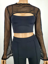 Load image into Gallery viewer, Hollowed Bolero Style Crop Top (Black)
