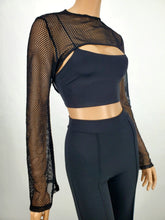 Load image into Gallery viewer, Hollowed Bolero Style Crop Top (Black)
