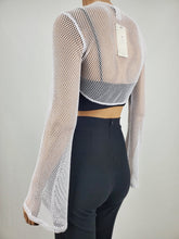 Load image into Gallery viewer, Hollowed Bolero Style Crop Top (White)
