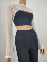 Load image into Gallery viewer, Hollowed Bolero Style Crop Top (White)

