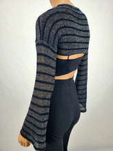 Load image into Gallery viewer, Striped Bolero Style Crop Top (Gray)
