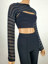 Load image into Gallery viewer, Striped Bolero Style Crop Top (Gray)
