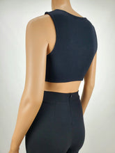 Load image into Gallery viewer, Open Front Sleeveless Crop Top (Black)
