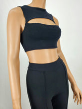 Load image into Gallery viewer, Open Front Sleeveless Crop Top (Black)
