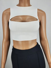Load image into Gallery viewer, Open Front Sleeveless Crop Top (White)
