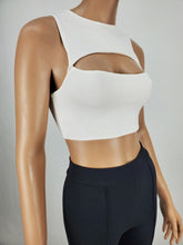 Load image into Gallery viewer, Open Front Sleeveless Crop Top (White)
