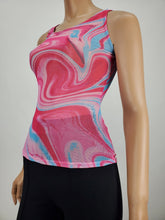 Load image into Gallery viewer, Pink Wave Print Mesh Tank Top
