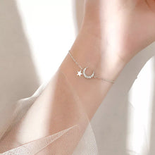 Load image into Gallery viewer, Delicate Star Moon Pendant Silver Bracelet (Silver)
