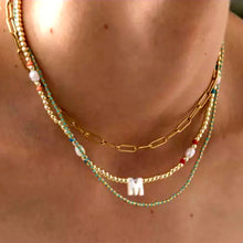 Load image into Gallery viewer, Handmade Miyuki Bead Necklace (Aqua/Gold)

