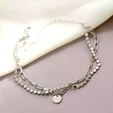 Load image into Gallery viewer, Layered Bracelet with Round Pendant (Silver)
