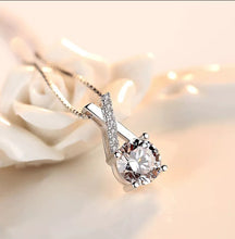 Load image into Gallery viewer, 2 Carat Cubic Zircon Silver Overlap Necklace
