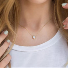 Load image into Gallery viewer, Gold Color Round Cubic Zircon Pendant Necklace
