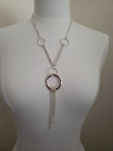Load image into Gallery viewer, Silver Color 3 Ring Necklace with Bottom Metal Fringe

