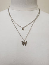 Load image into Gallery viewer, Double Layer Butterfly Pendant Silver  Necklace (Silver)
