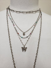 Load image into Gallery viewer, Double Layer Butterfly Pendant Silver  Necklace (Silver)
