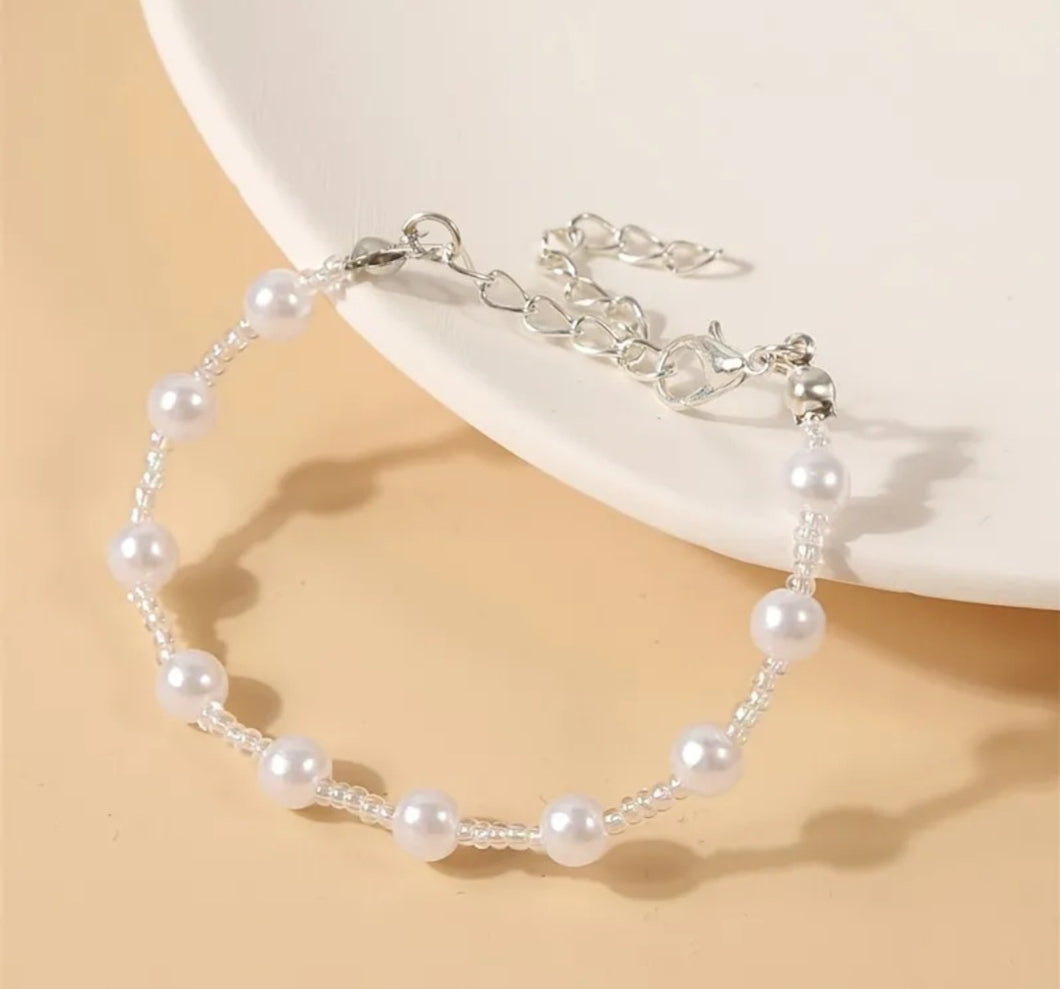 Beaded Faux Pearl Bracelet