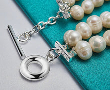 Load image into Gallery viewer, Freshwater Pearl with Double 925 Chain Bracelet
