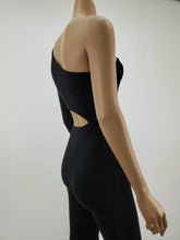 Load image into Gallery viewer, Off Shoulder One Long Sleeve Asymmetrical Jumpsuit (Black)
