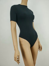 Load image into Gallery viewer, Short Sleeve Mock Neck Bodysuit (Black)
