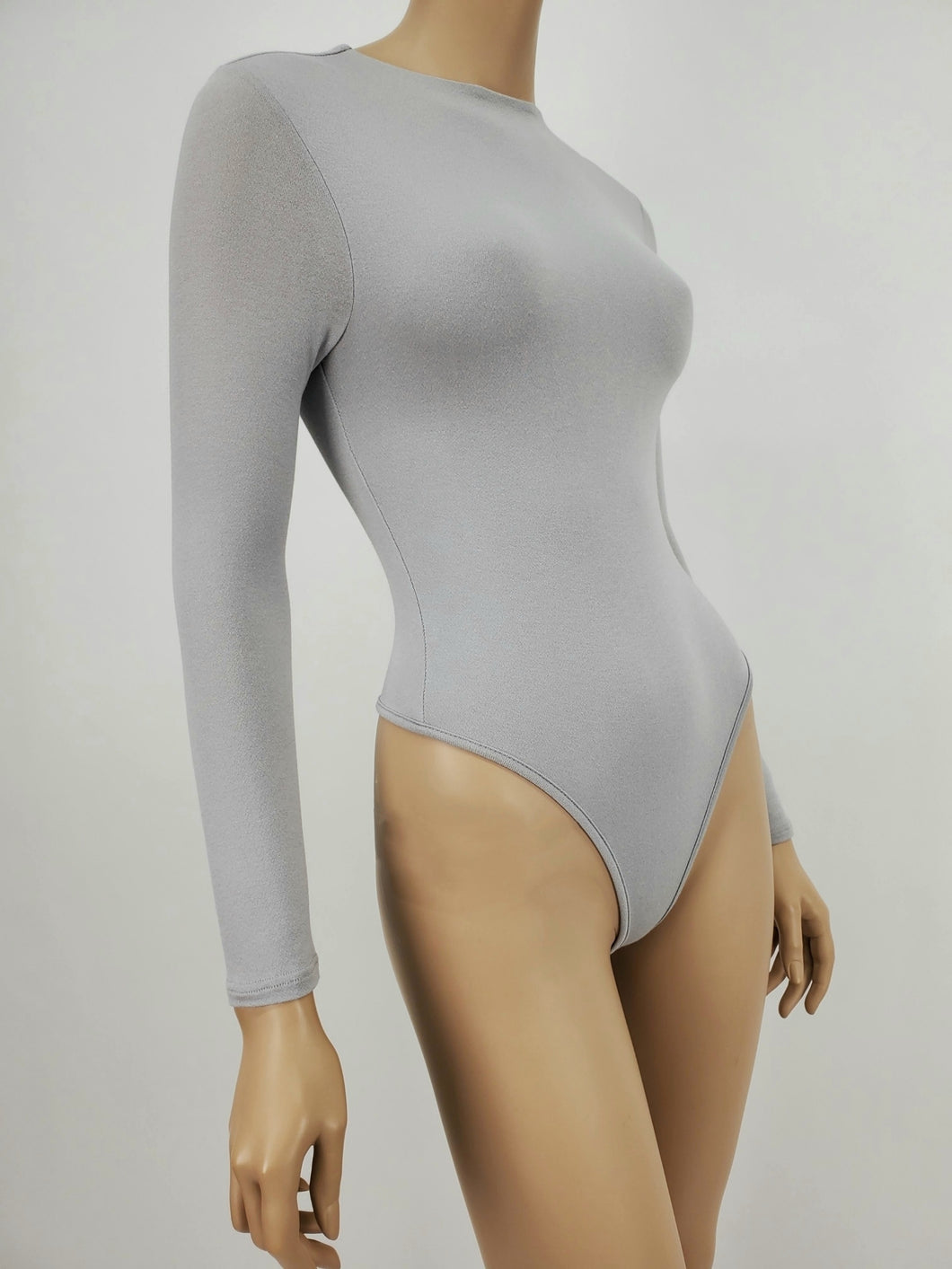 Long Sleeve Mock Neck Bodysuit (Gray)