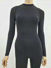 Load image into Gallery viewer, Long Sleeve Mock Neck Back Zipper Jumpsuit (Black)
