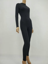 Load image into Gallery viewer, Long Sleeve Mock Neck Back Zipper Jumpsuit (Black)
