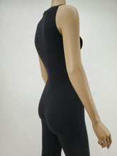 Load image into Gallery viewer, Sleeveless Mock Neck Back Zipper Jumpsuit (Black)
