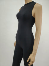 Load image into Gallery viewer, Sleeveless Mock Neck Back Zipper Jumpsuit (Black)
