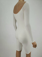 Load image into Gallery viewer, Long Sleeve Low Scoop Neck Romper (White)
