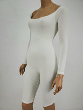 Load image into Gallery viewer, Long Sleeve Low Scoop Neck Romper (White)

