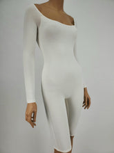 Load image into Gallery viewer, Long Sleeve Low Scoop Neck Romper (White)
