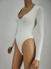 Load image into Gallery viewer, Long Sleeve V-Neck Bodysuit (White)
