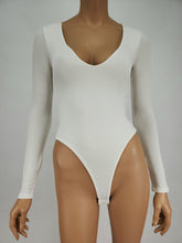 Load image into Gallery viewer, Long Sleeve V-Neck Bodysuit (White)

