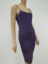 Load image into Gallery viewer, Spaghetti Strap Shiny Multi Color Dress (Blue/Red/White)

